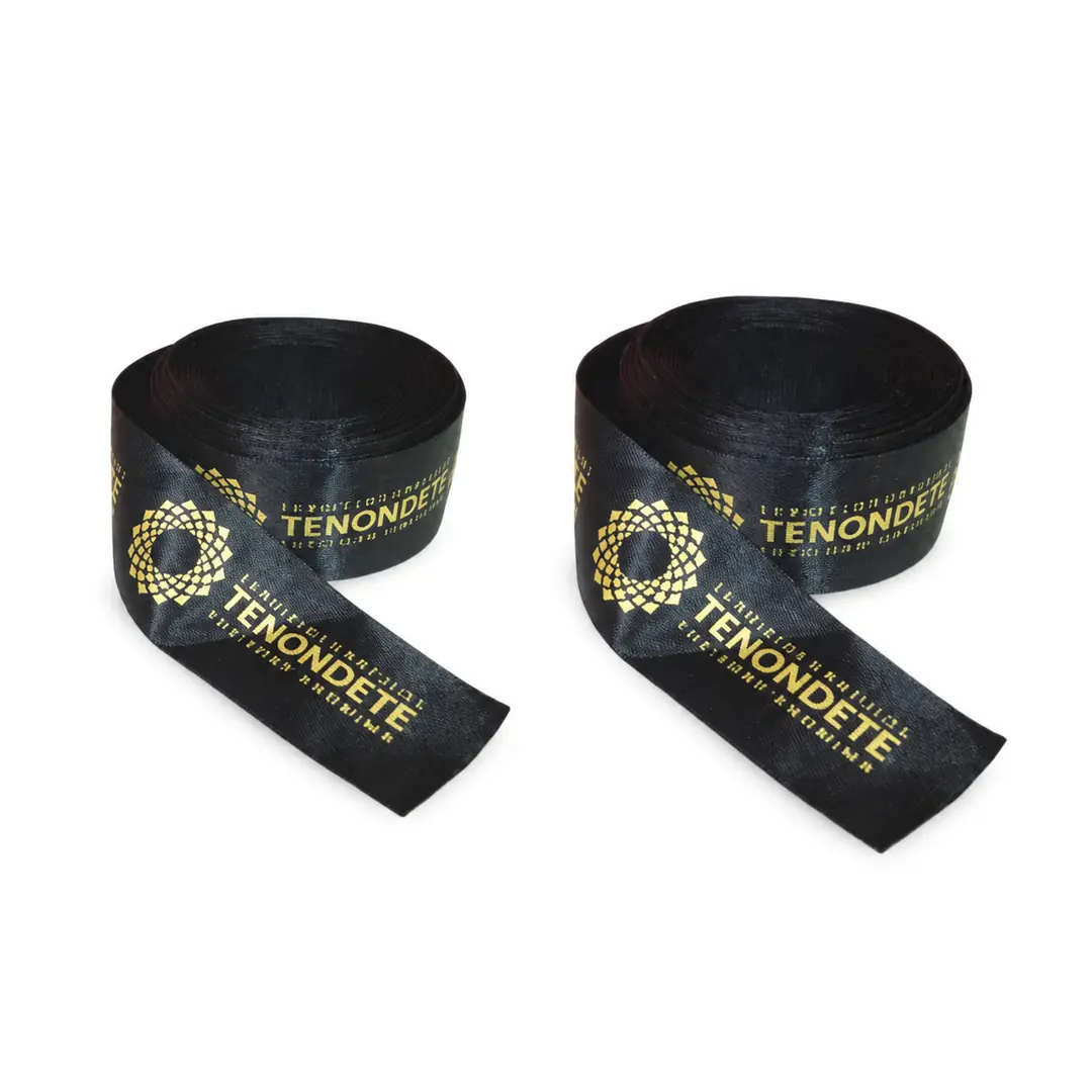Dos rollos de Cinta Gross negra con logo impreso en dorado